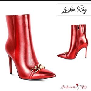 London Ray Red Stiletto Boots Size 8 NEW